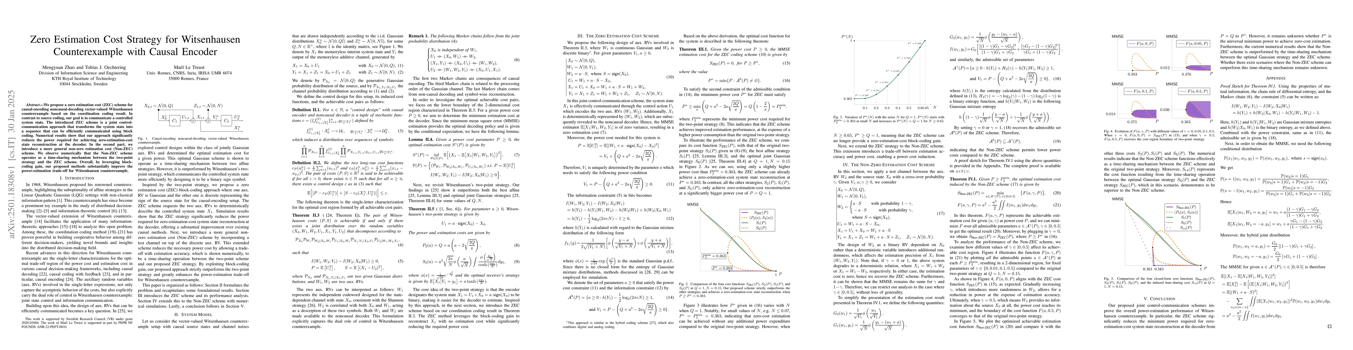 Thumbnail for Zero Estimation Cost Strategy for Witsenhausen Counterexample with
  Causal Encoder