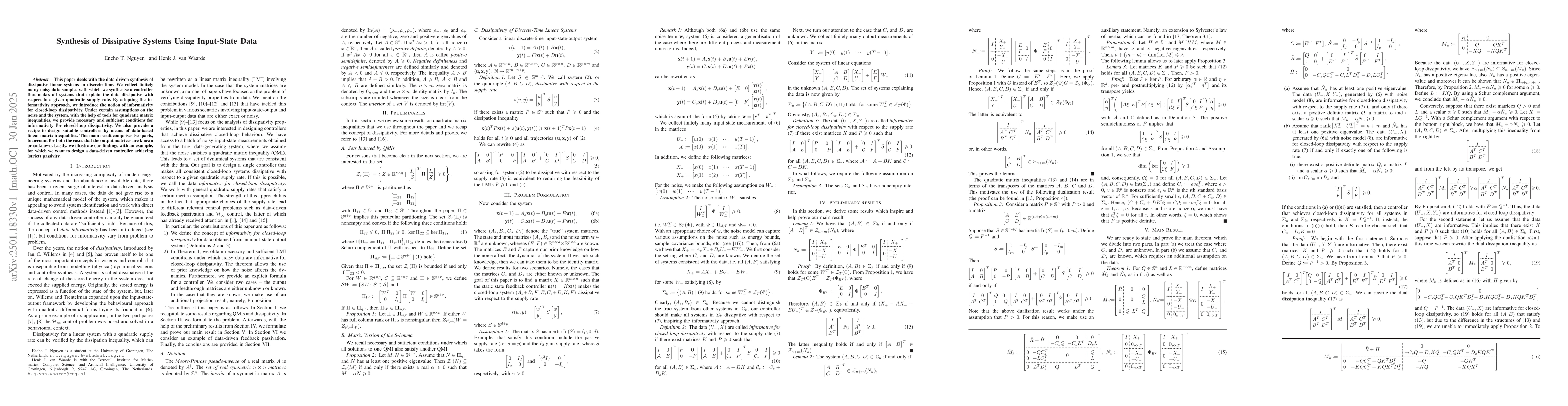 Thumbnail for Synthesis of Dissipative Systems Using Input-State Data