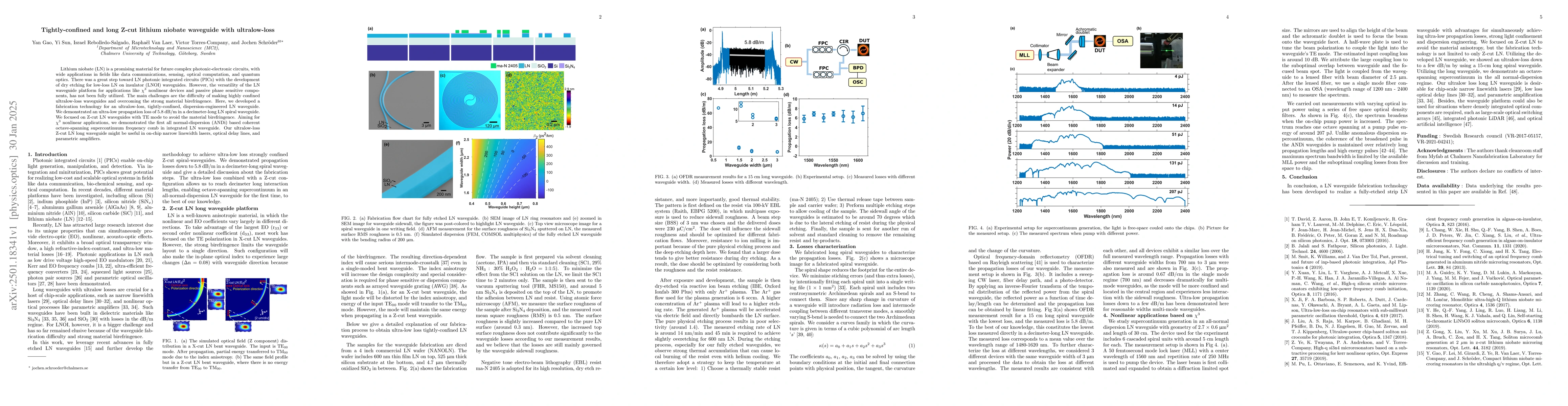 Thumbnail for Tightly-confined and long Z-cut lithium niobate waveguide with
  ultralow-loss