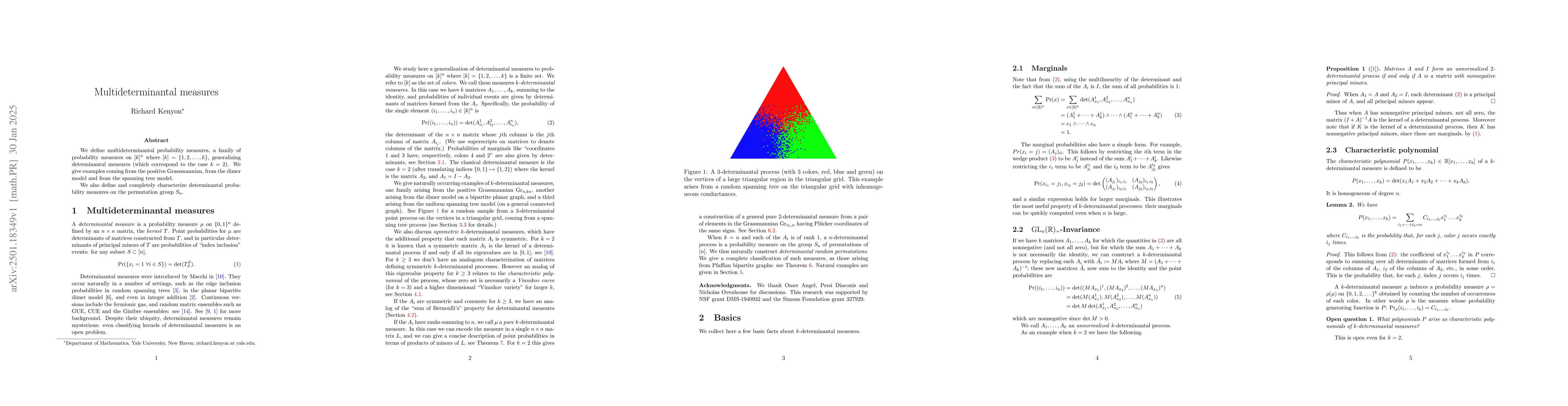 Thumbnail for Multideterminantal measures