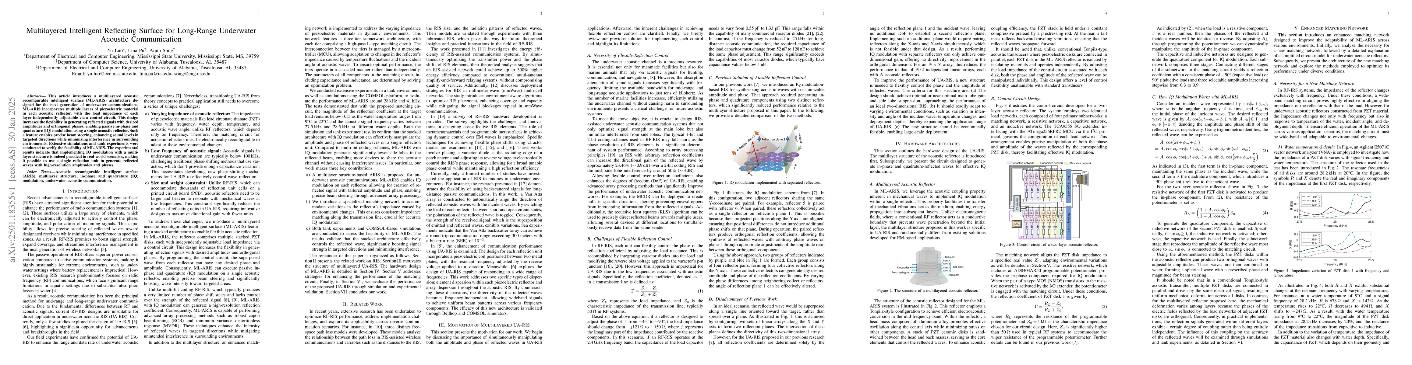 Thumbnail for Multilayered Intelligent Reflecting Surface for Long-Range Underwater
  Acoustic Communication
