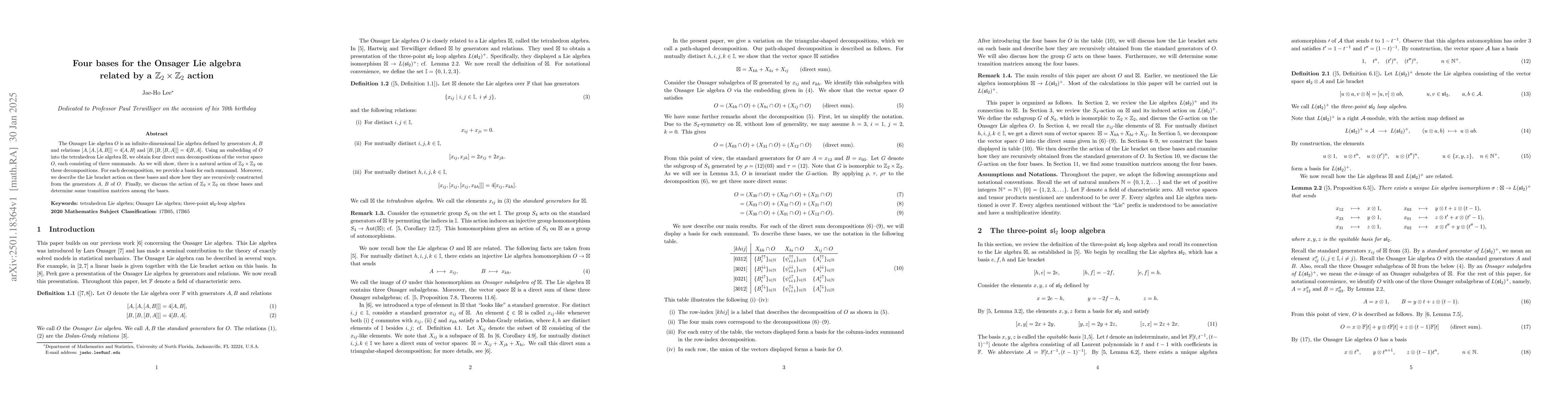 Thumbnail for Four bases for the Onsager Lie algebra related by a $\mathbb{Z}_2 \times
  \mathbb{Z}_2$ action