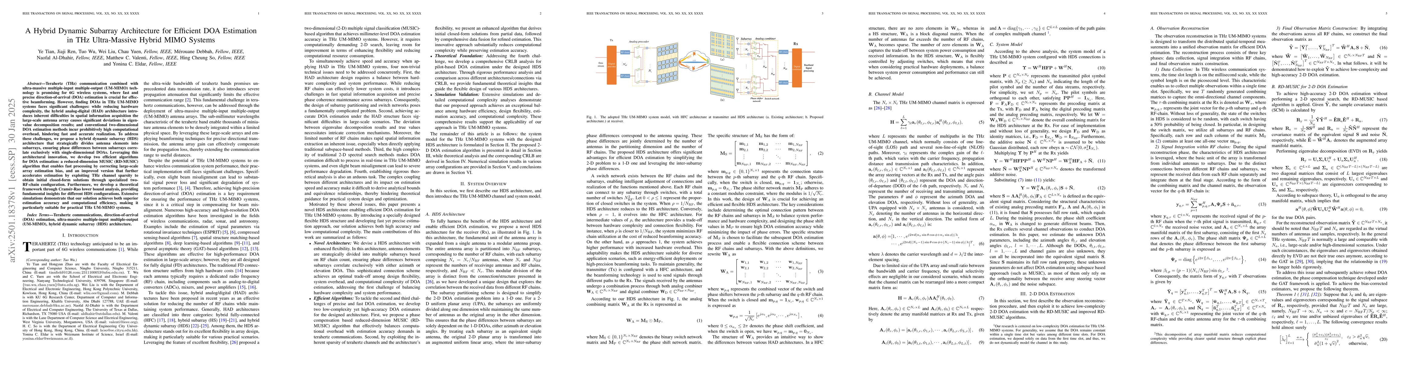 Thumbnail for A Hybrid Dynamic Subarray Architecture for Efficient DOA Estimation in
  THz Ultra-Massive Hybrid MIMO Systems