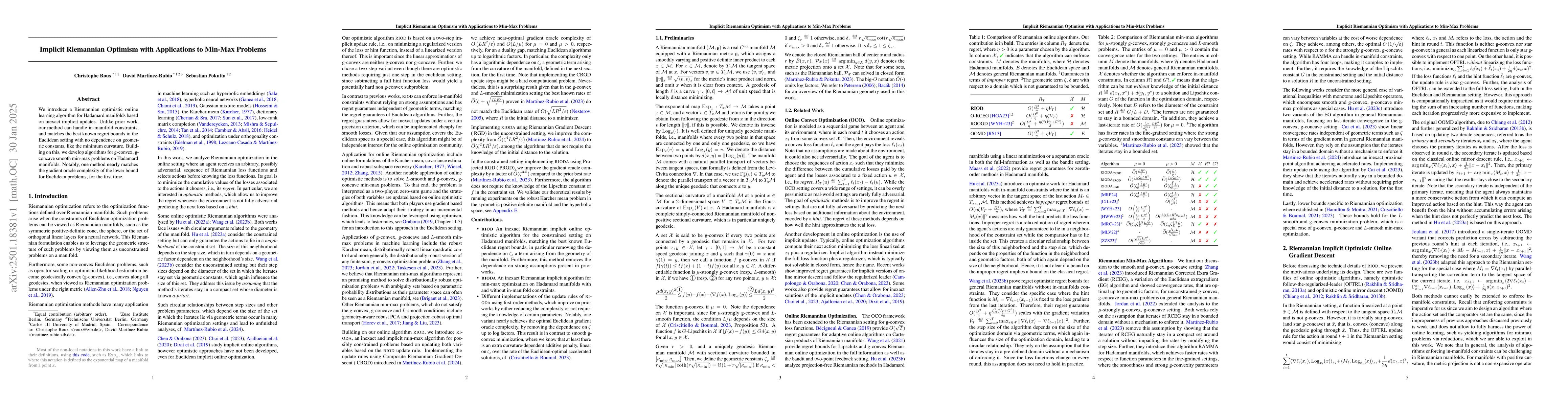 Thumbnail for Implicit Riemannian Optimism with Applications to Min-Max Problems