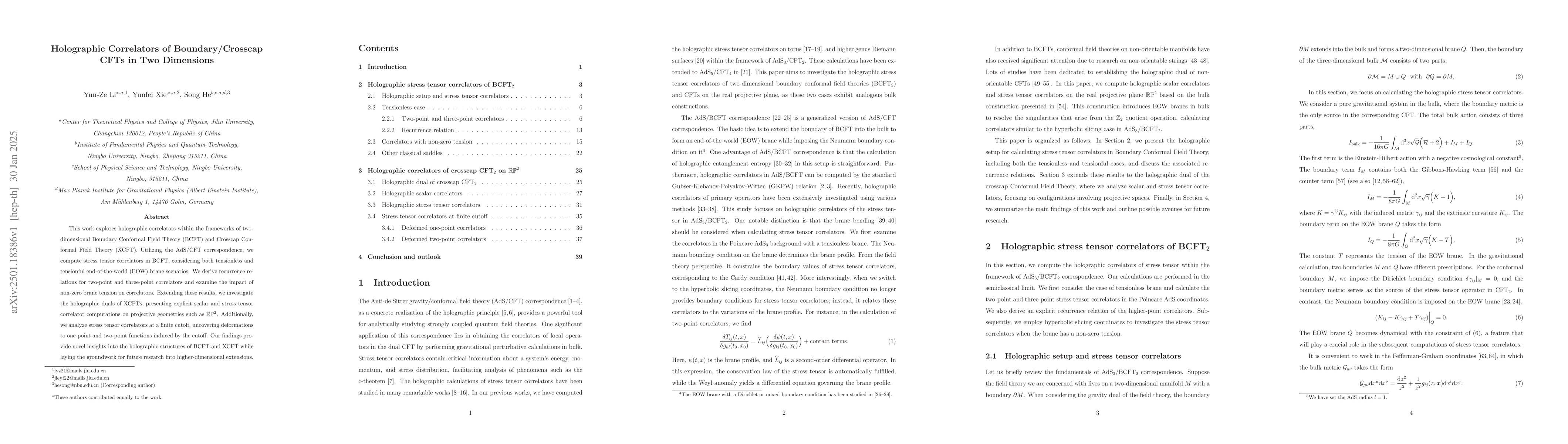 Thumbnail for Holographic Correlators of Boundary/Crosscap CFTs in Two Dimensions