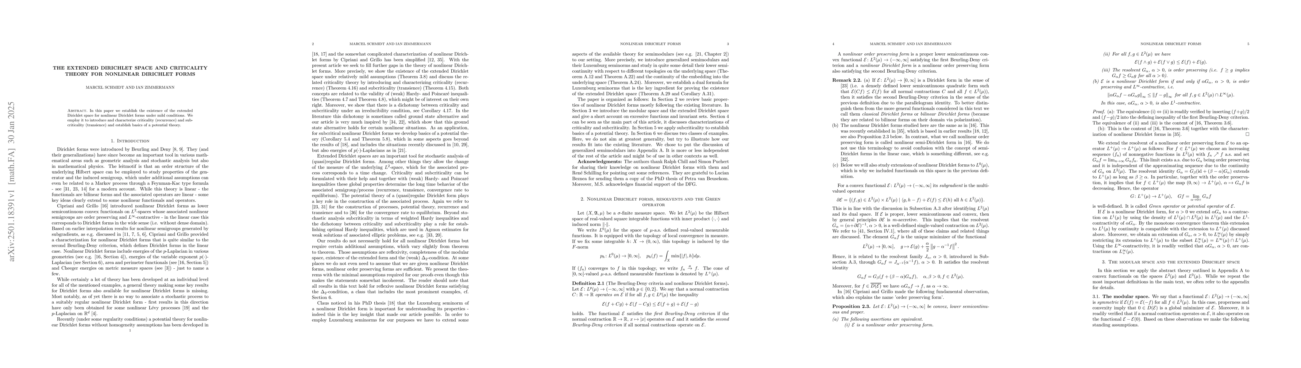 Thumbnail for The extended Dirichlet space and criticality theory for nonlinear
  Dirichlet forms
