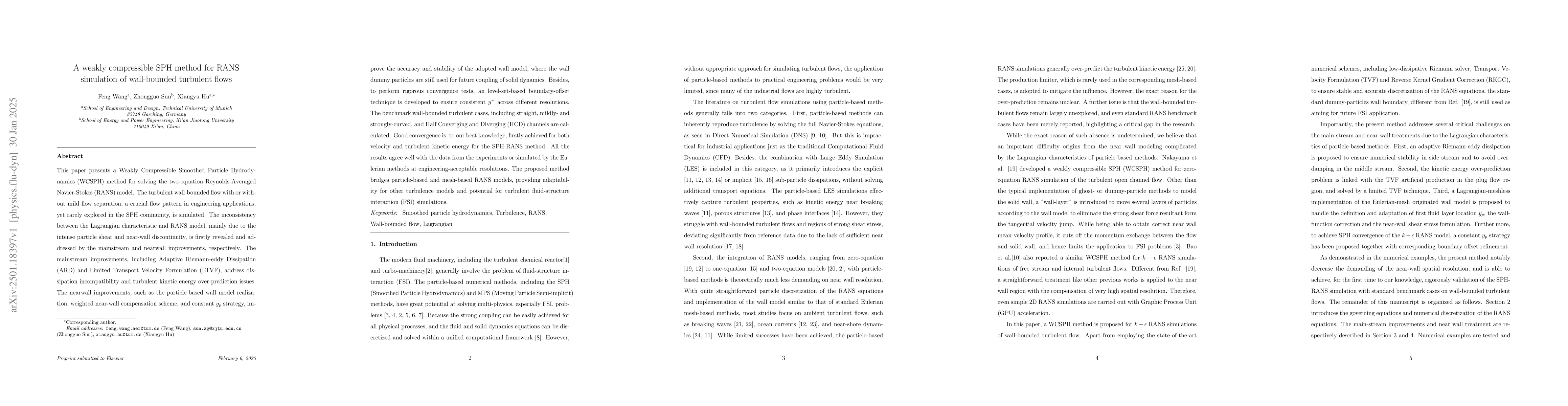 Thumbnail for A weakly compressible SPH method for RANS simulation of wall-bounded
  turbulent flows