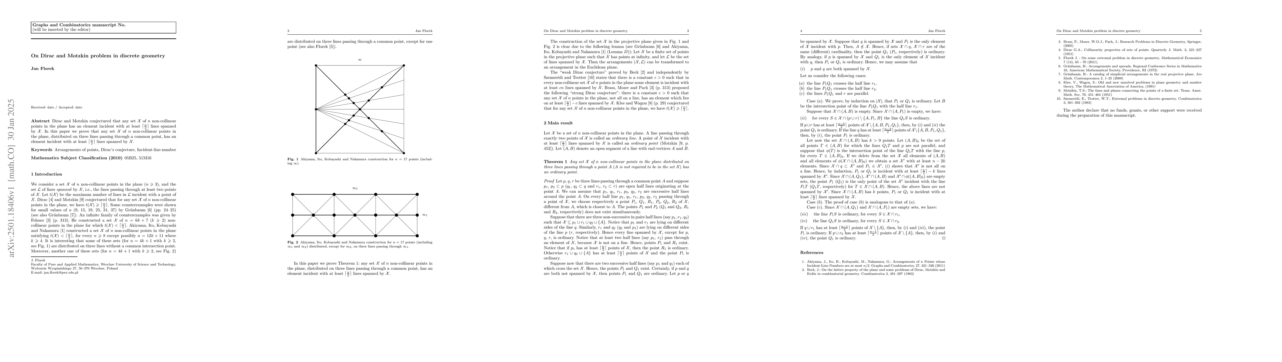 Thumbnail for On Dirac and Motzkin problem in discrete geometry
