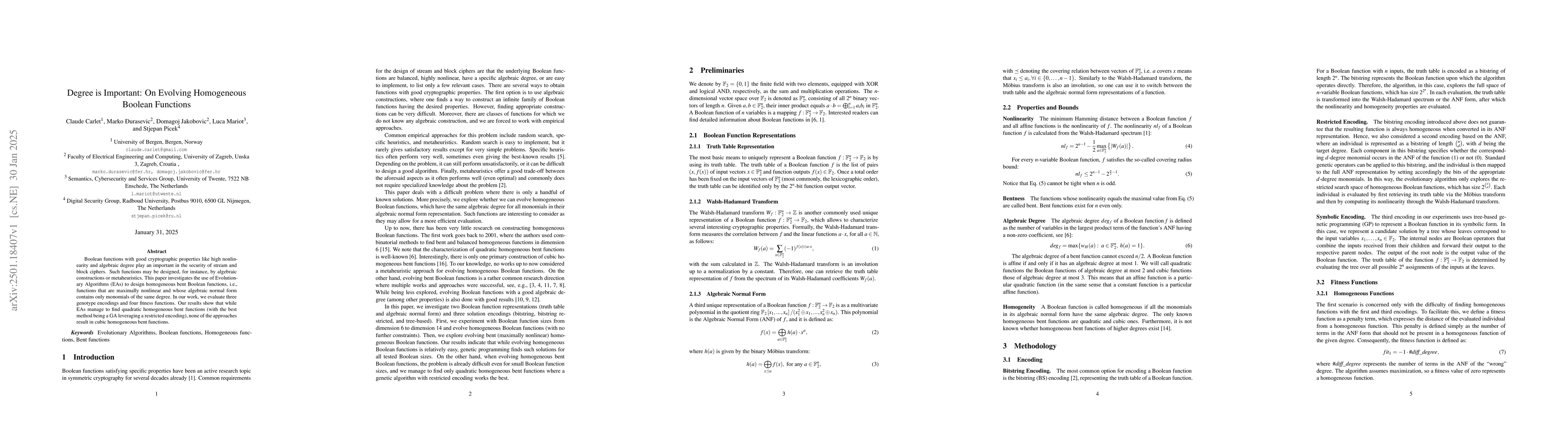 Thumbnail for Degree is Important: On Evolving Homogeneous Boolean Functions