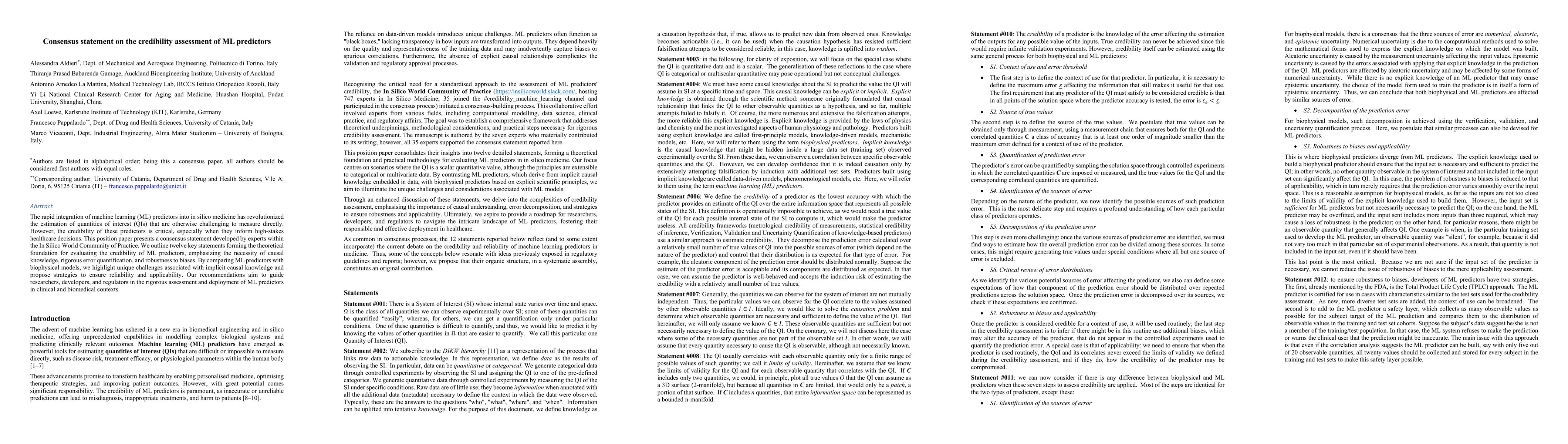 Thumbnail for Consensus statement on the credibility assessment of ML predictors