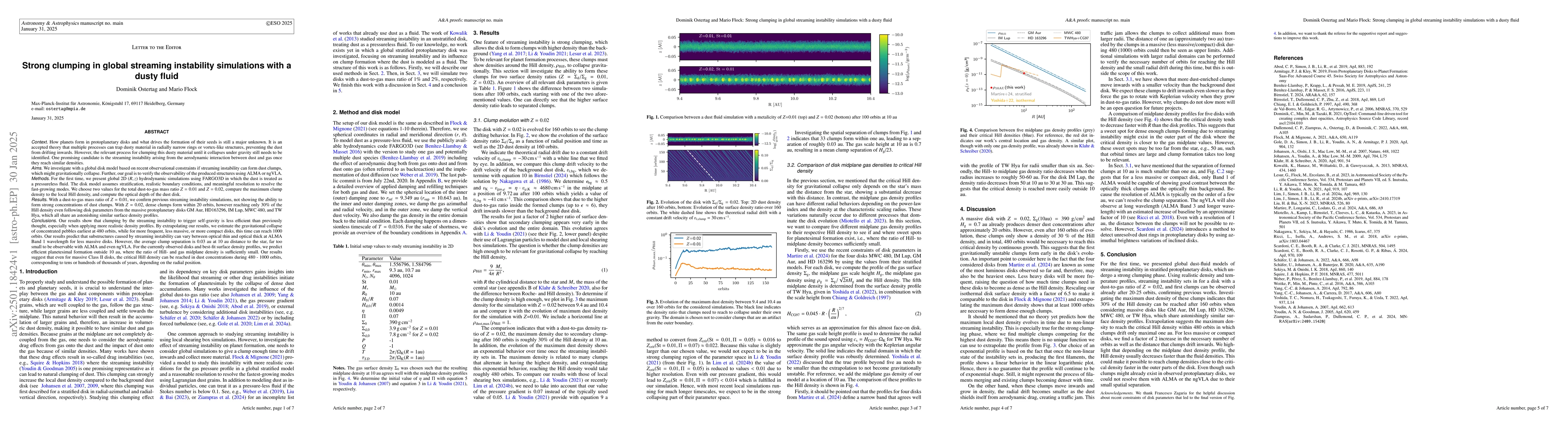 Thumbnail for Strong clumping in global streaming instability simulations with a dusty
  fluid