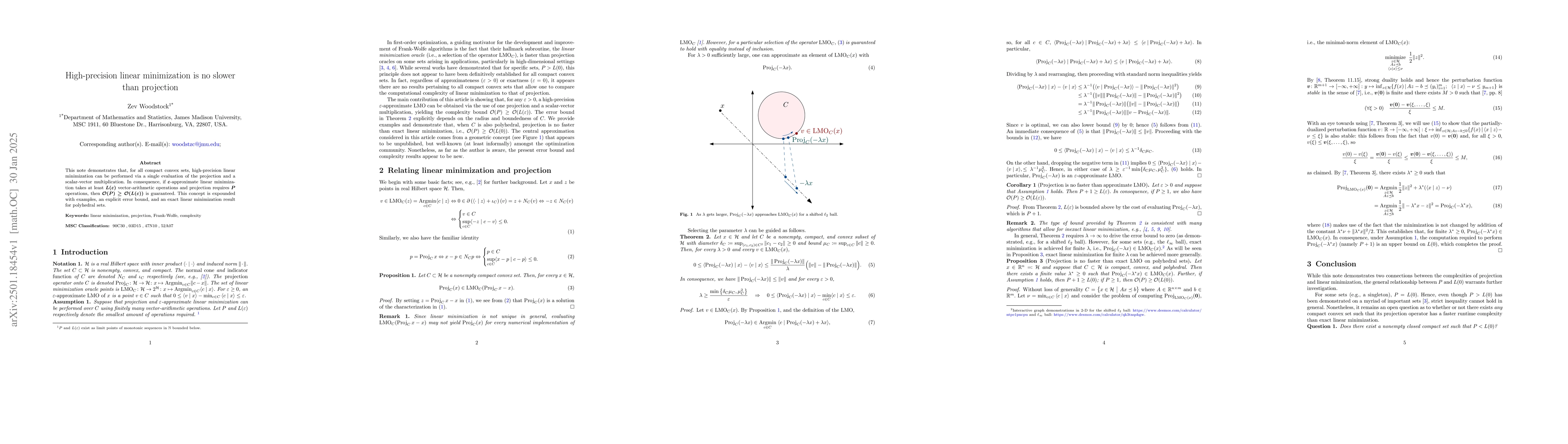 Thumbnail for High-precision linear minimization is no slower than projection