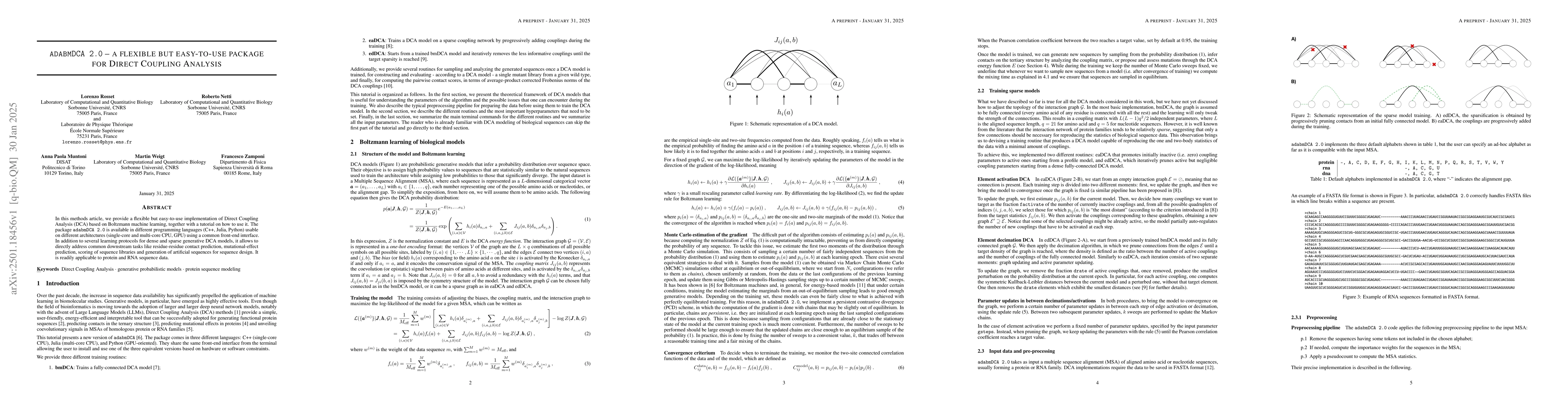 Thumbnail for adabmDCA 2.0 -- a flexible but easy-to-use package for Direct Coupling
  Analysis