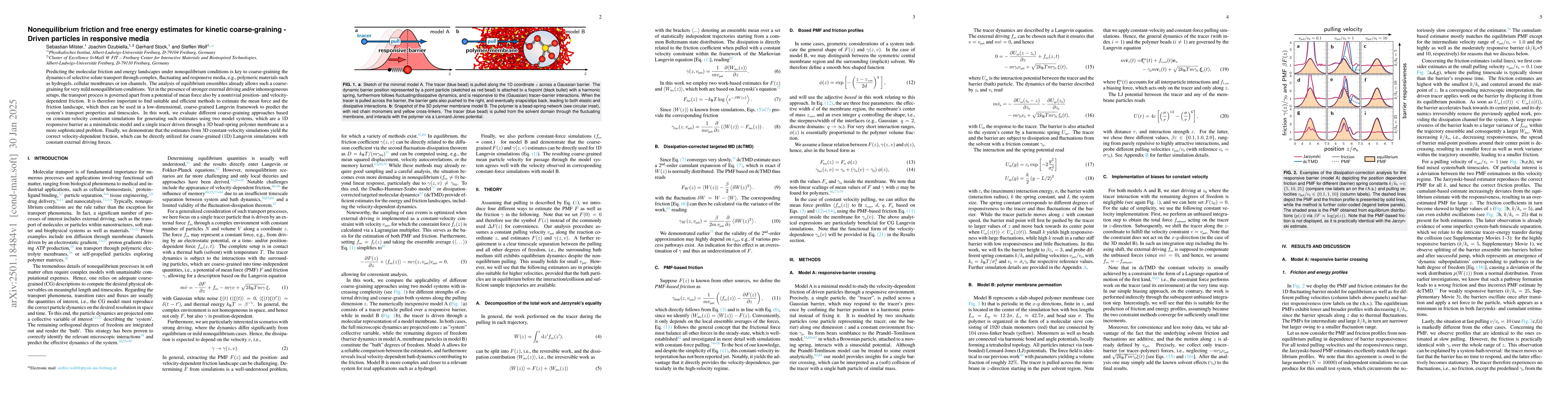 Thumbnail for Nonequilibrium friction and free energy estimates for kinetic
  coarse-graining -- Driven particles in responsive media