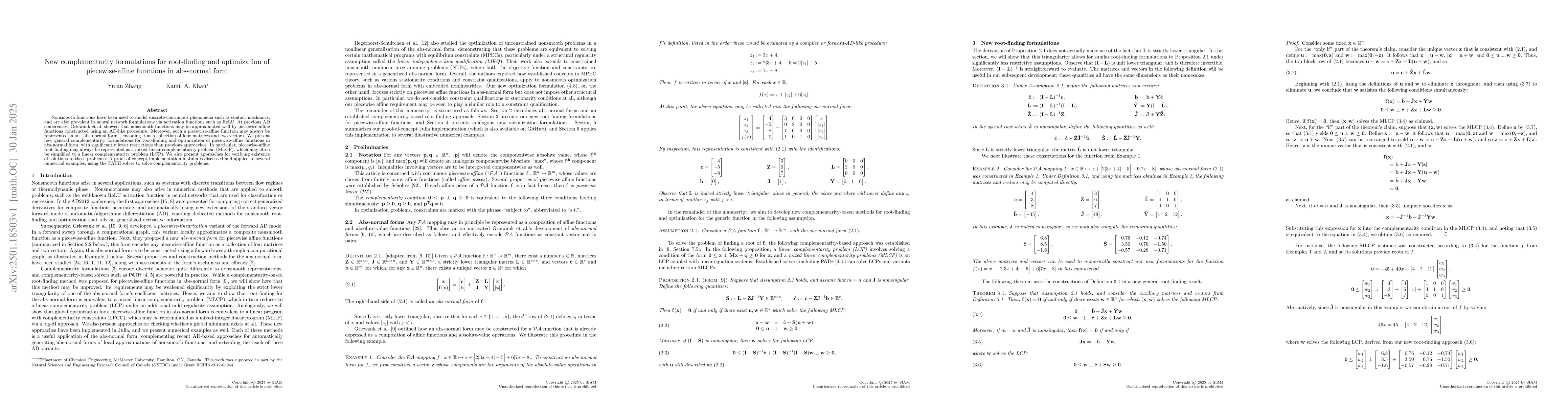 Thumbnail for New complementarity formulations for root-finding and optimization of
  piecewise-affine functions in abs-normal form
