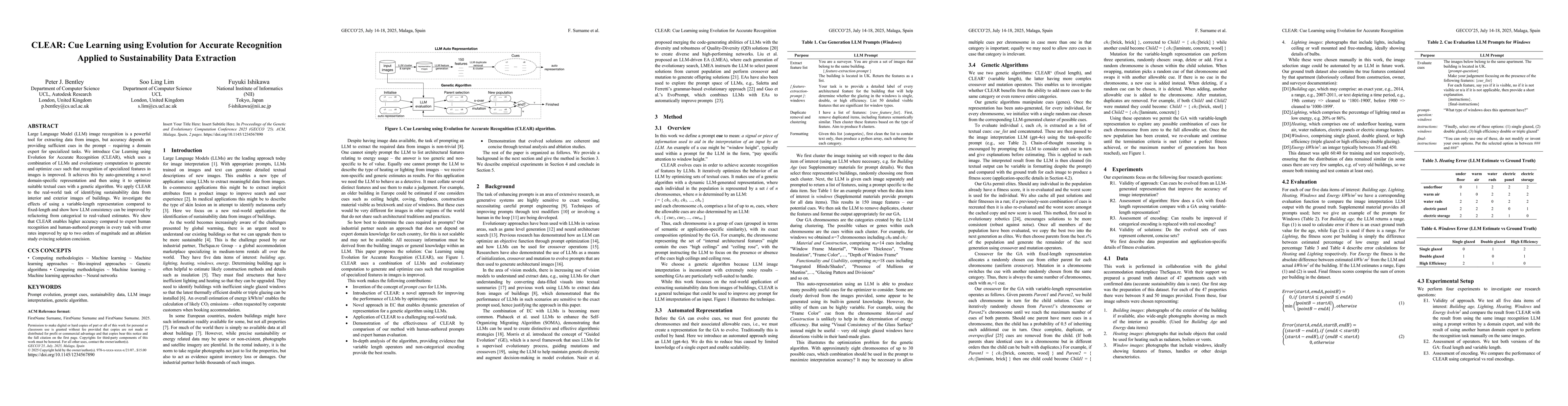 Thumbnail for CLEAR: Cue Learning using Evolution for Accurate Recognition Applied to
  Sustainability Data Extraction