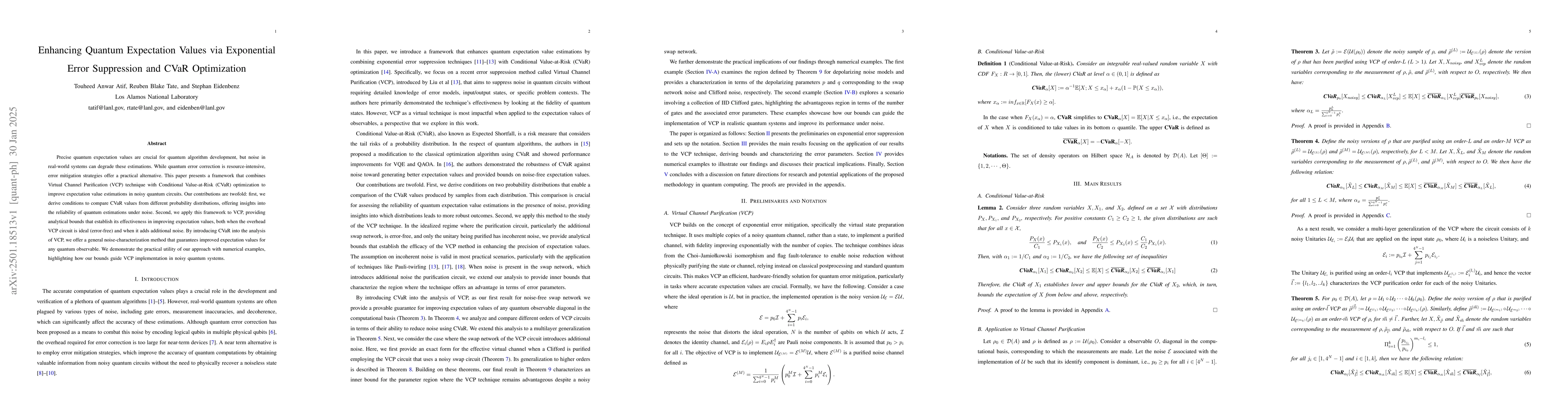 Thumbnail for Enhancing Quantum Expectation Values via Exponential Error Suppression
  and CVaR Optimization