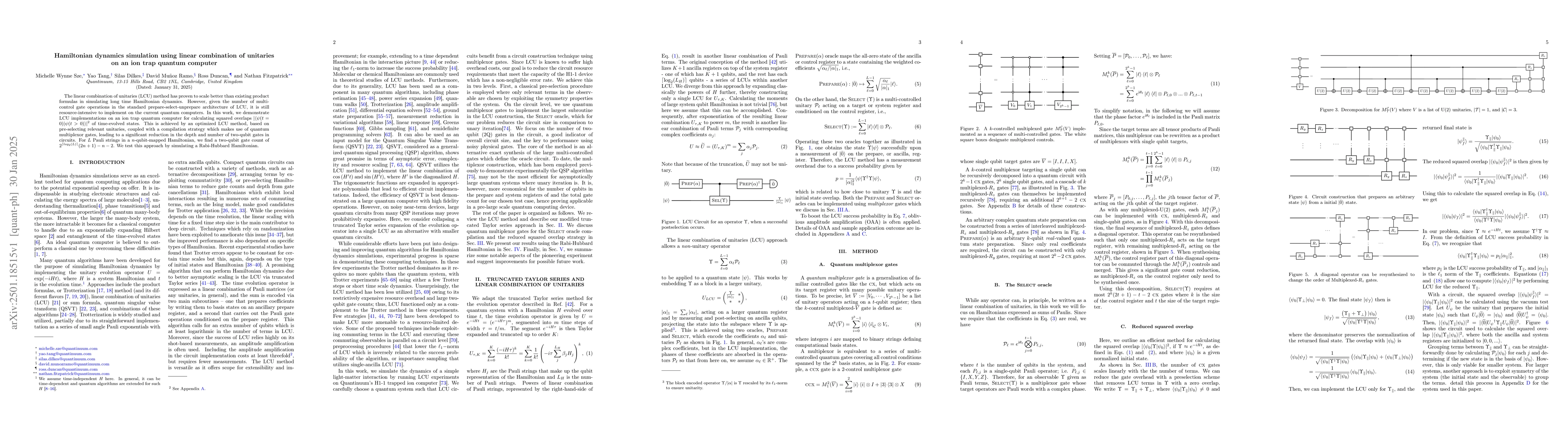 Thumbnail for Hamiltonian dynamics simulation using linear combination of unitaries on
  an ion trap quantum computer