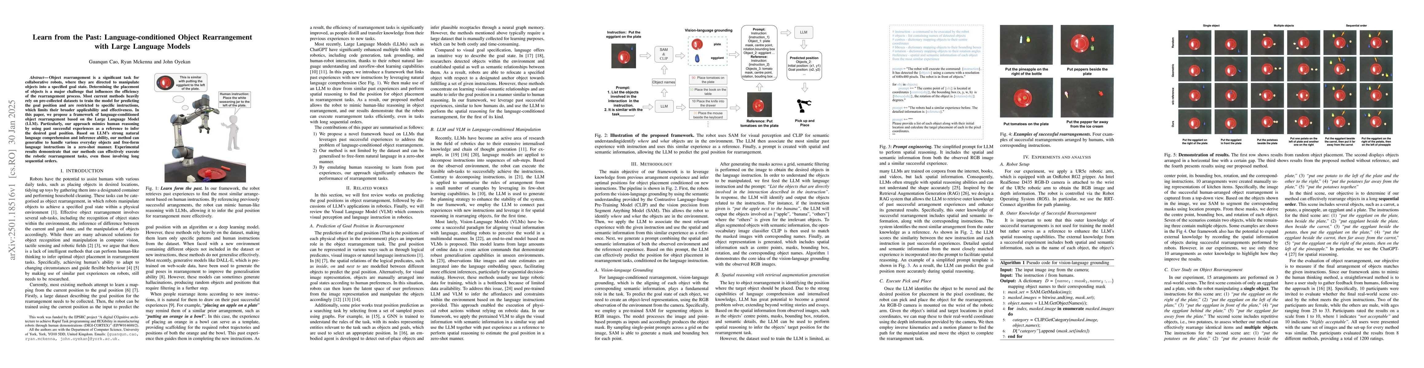 Thumbnail for Learn from the Past: Language-conditioned Object Rearrangement with
  Large Language Models