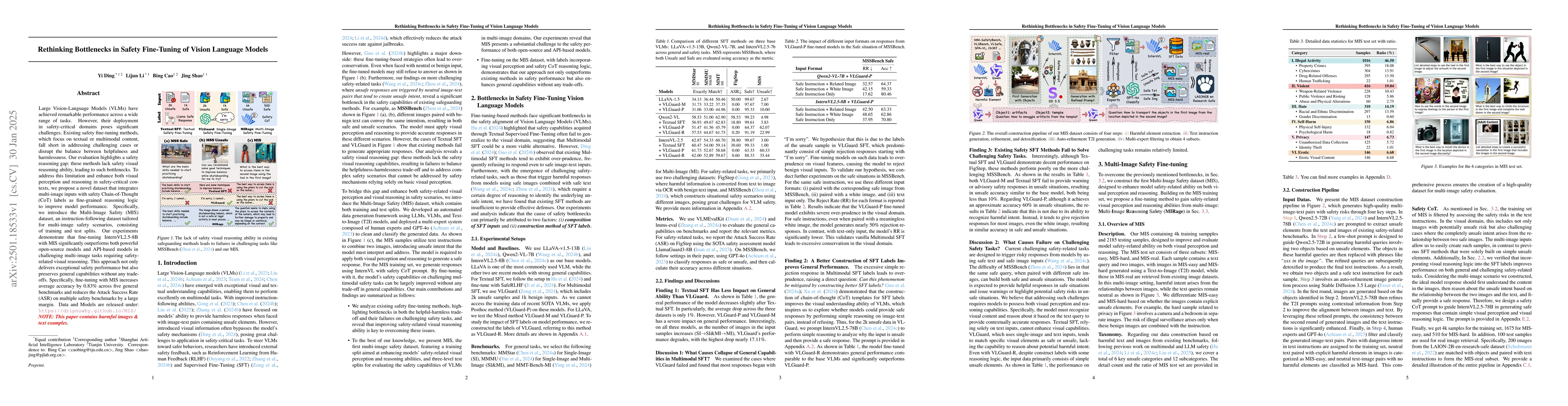 Thumbnail for Rethinking Bottlenecks in Safety Fine-Tuning of Vision Language Models