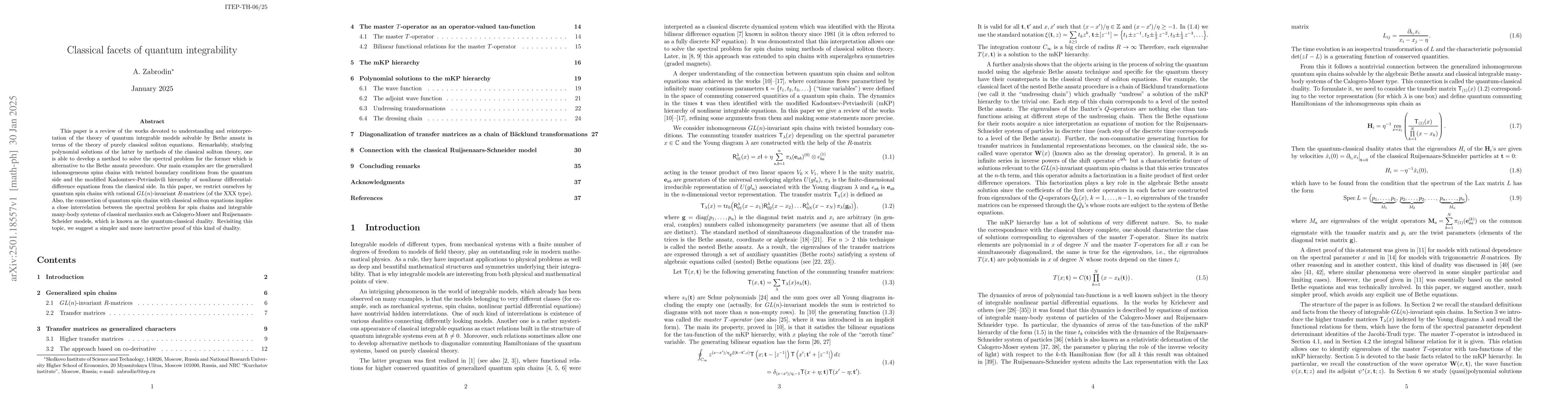 Thumbnail for Classical facets of quantum integrability