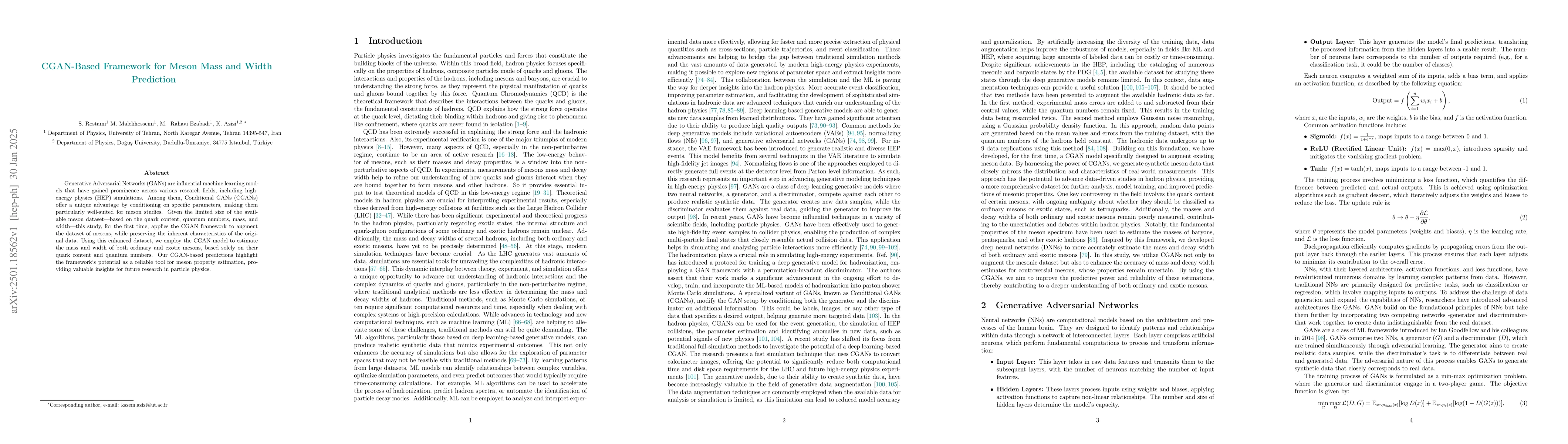 Thumbnail for CGAN-Based Framework for Meson Mass and Width Prediction