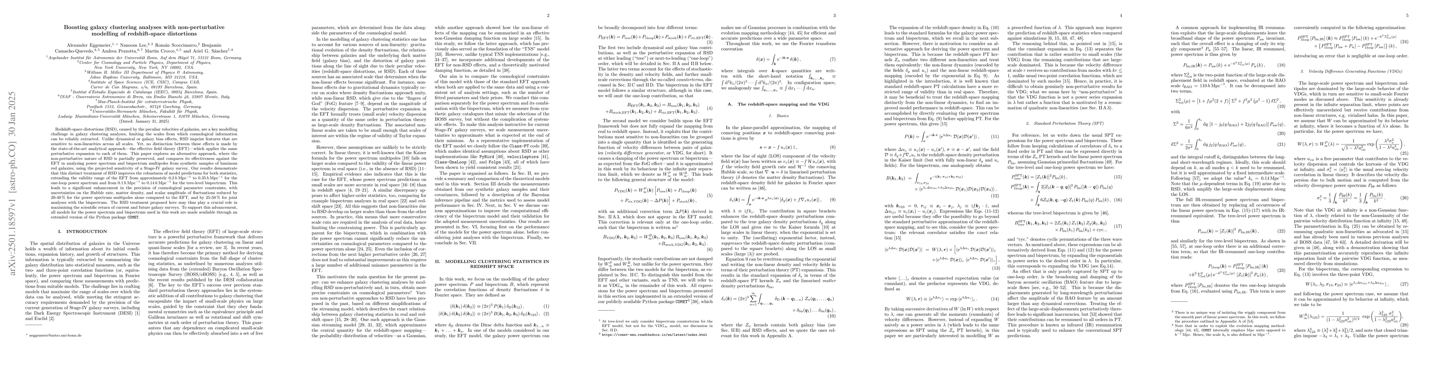Thumbnail for Boosting galaxy clustering analyses with non-perturbative modelling of
  redshift-space distortions