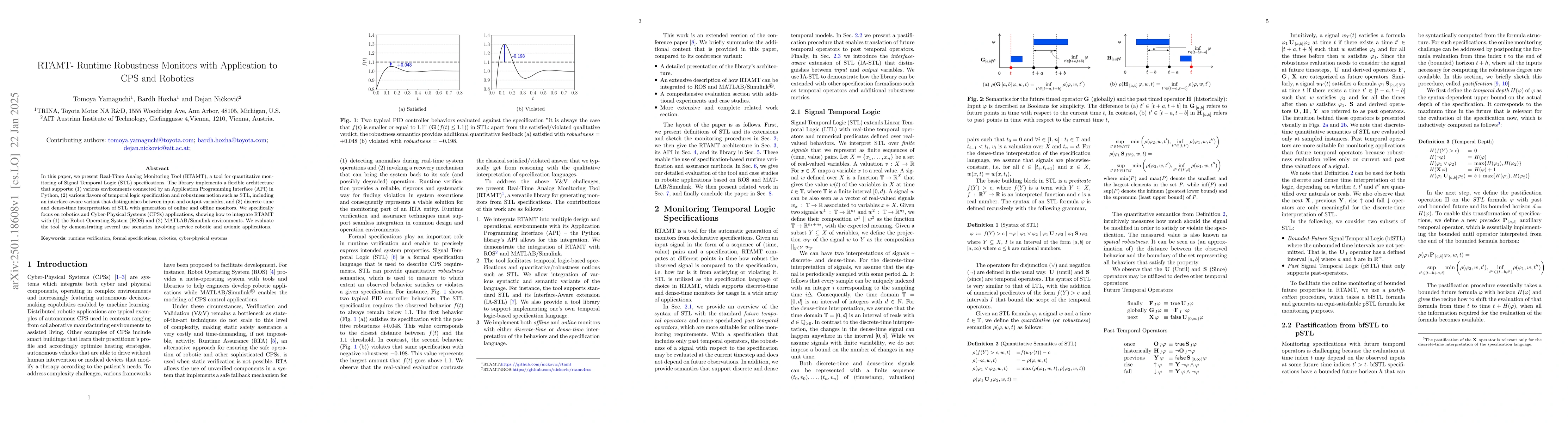 Thumbnail for RTAMT -- Runtime Robustness Monitors with Application to CPS and
  Robotics