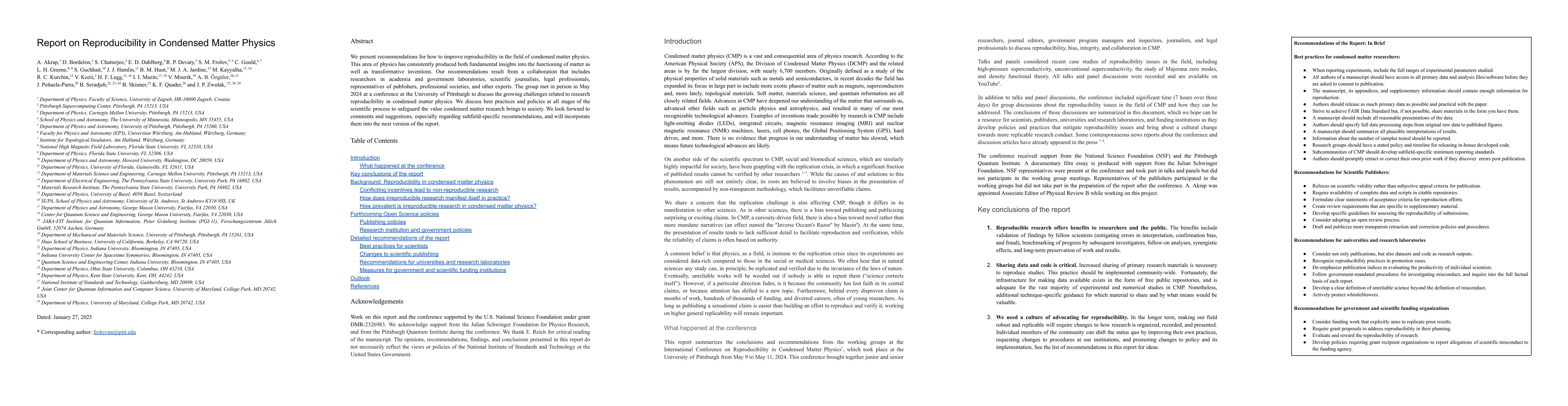 Thumbnail for Report on Reproducibility in Condensed Matter Physics