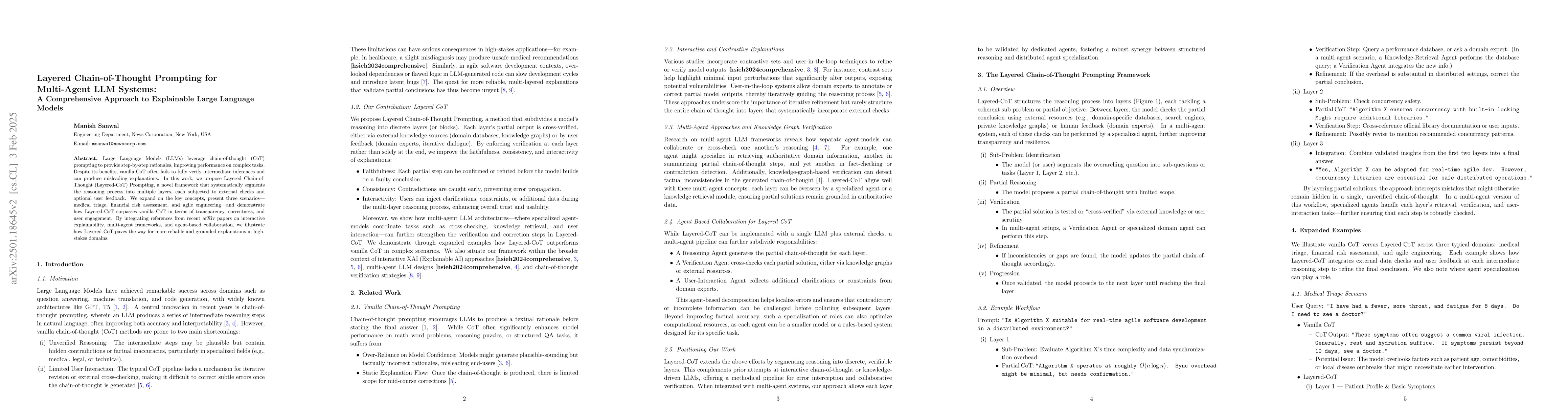 Thumbnail for Layered Chain-of-Thought Prompting for Multi-Agent LLM Systems: A
  Comprehensive Approach to Explainable Large Language Models
