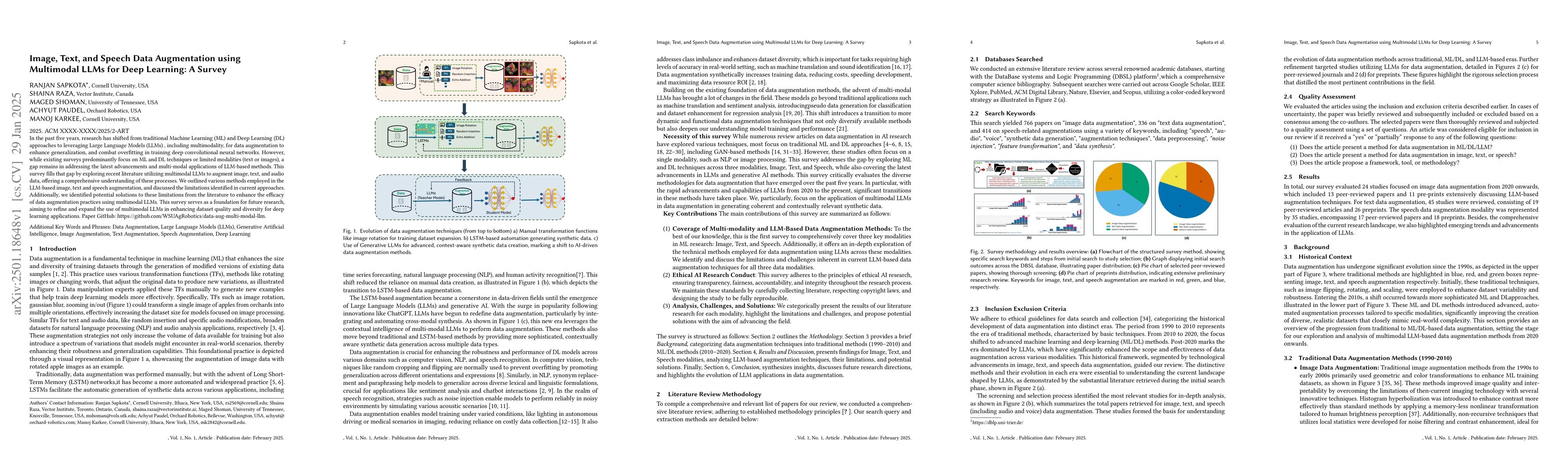 Thumbnail for Image, Text, and Speech Data Augmentation using Multimodal LLMs for Deep
  Learning: A Survey