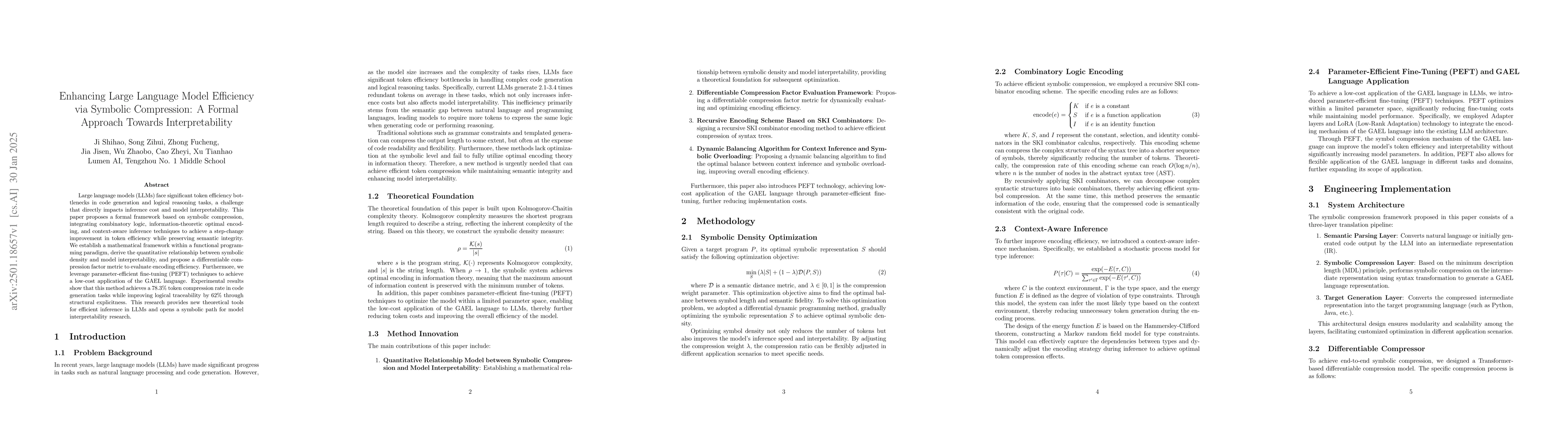 Thumbnail for Enhancing Large Language Model Efficiencyvia Symbolic Compression: A
  Formal Approach Towards Interpretability