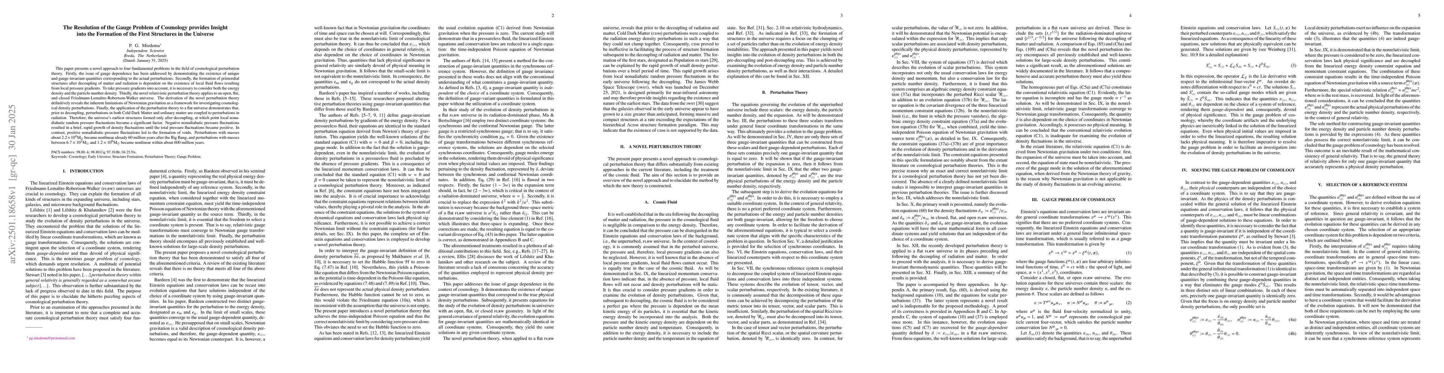 Thumbnail for The Resolution of the Gauge Problem of Cosmology provides Insight into
  the Formation of the First Structures in the Universe