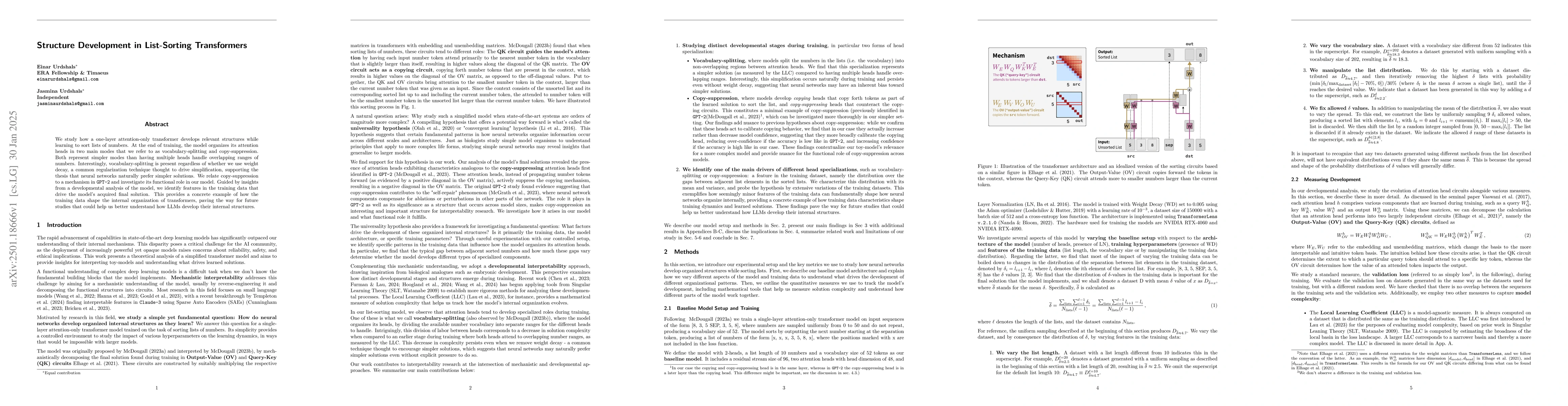 Thumbnail for Structure Development in List-Sorting Transformers