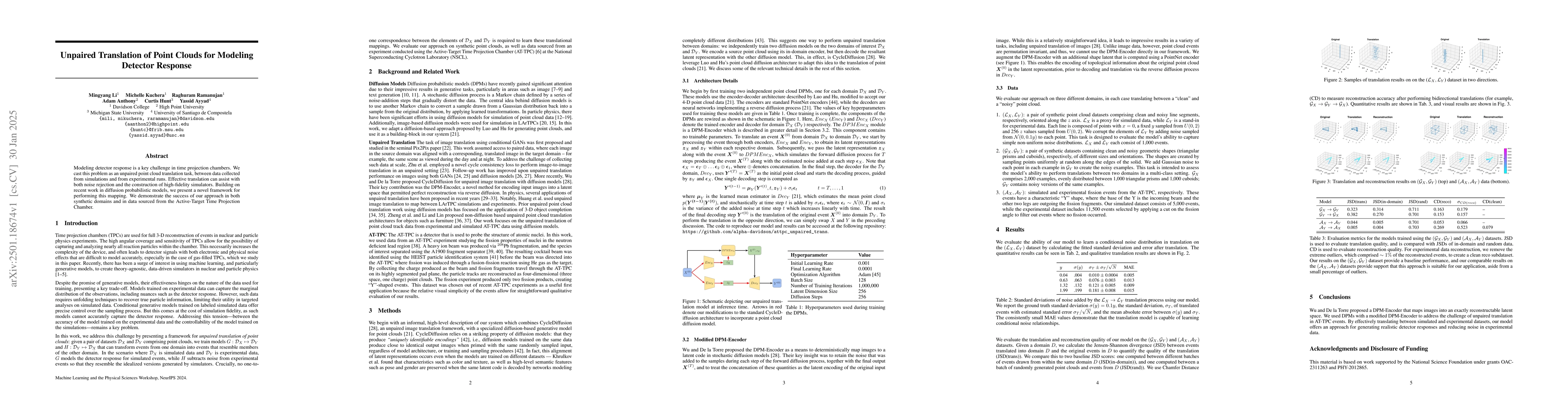 Thumbnail for Unpaired Translation of Point Clouds for Modeling Detector Response