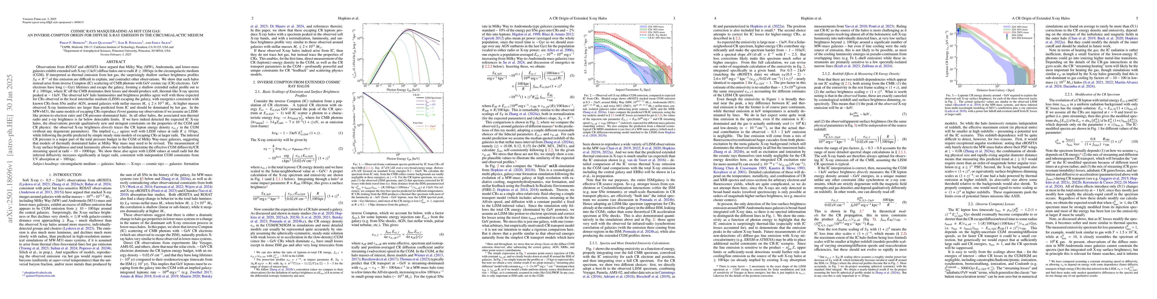 Thumbnail for Cosmic Rays Masquerading as Hot CGM Gas: An Inverse-Compton Origin for
  Diffuse X-ray Emission in the Circumgalactic Medium