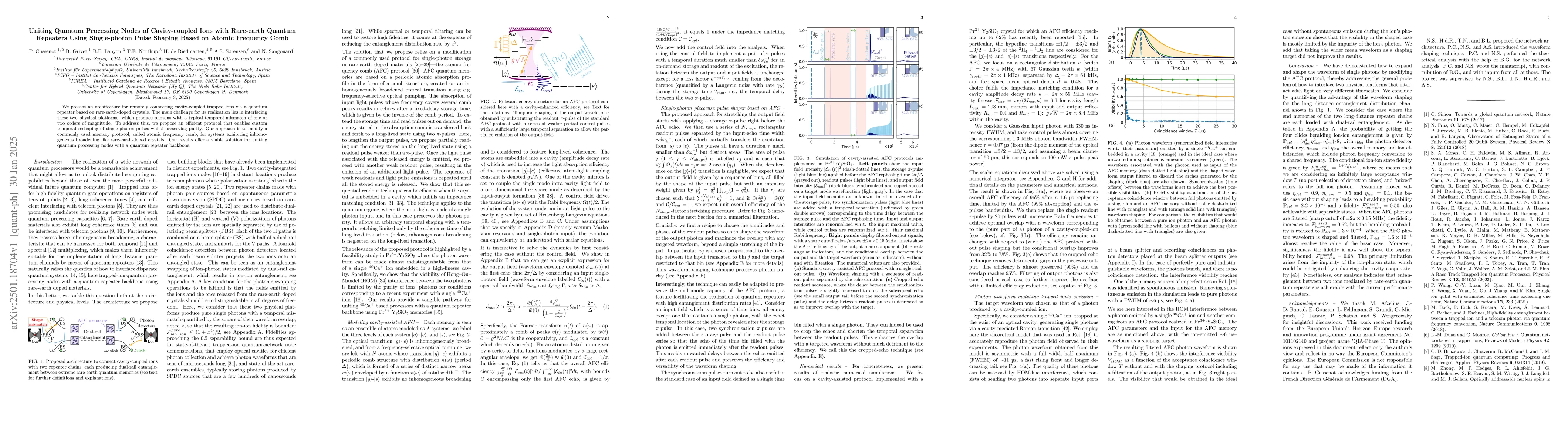 Thumbnail for Uniting Quantum Processing Nodes of Cavity-coupled Ions with Rare-earth
  Quantum Repeaters Using Single-photon Pulse Shaping Based on Atomic Frequency
  Comb