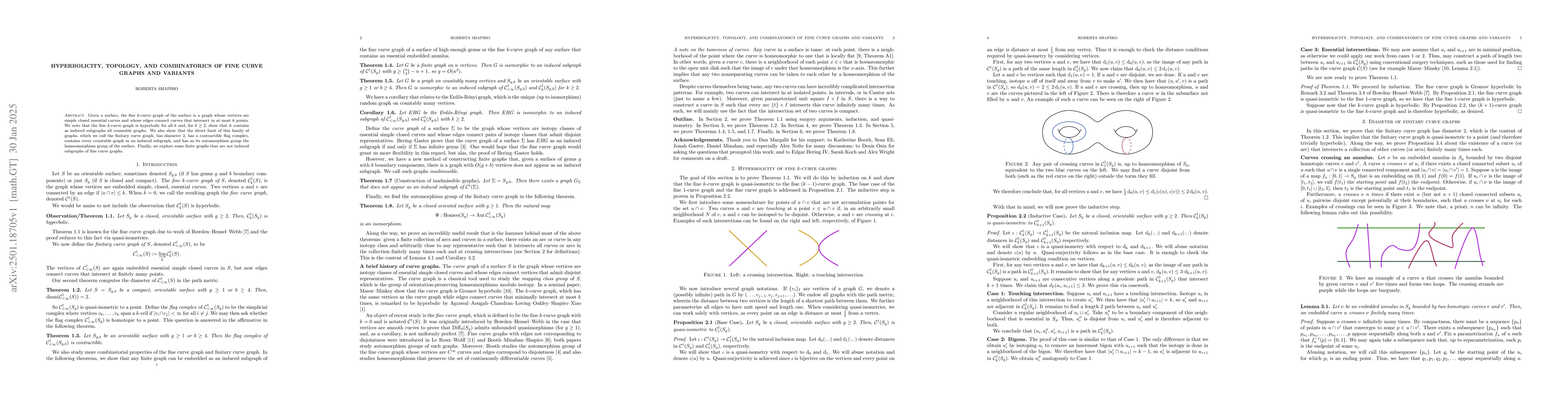 Thumbnail for Hyperbolicity, topology, and combinatorics of fine curve graphs and
  variants