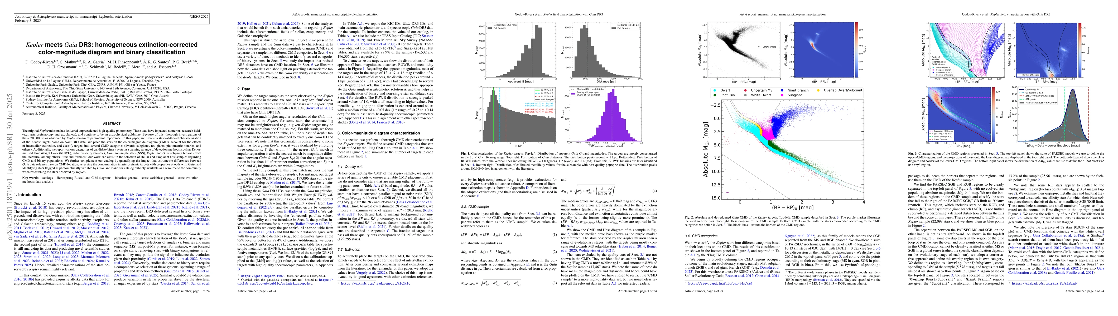 Thumbnail for Kepler meets Gaia DR3: homogeneous extinction-corrected color-magnitude
  diagram and binary classification