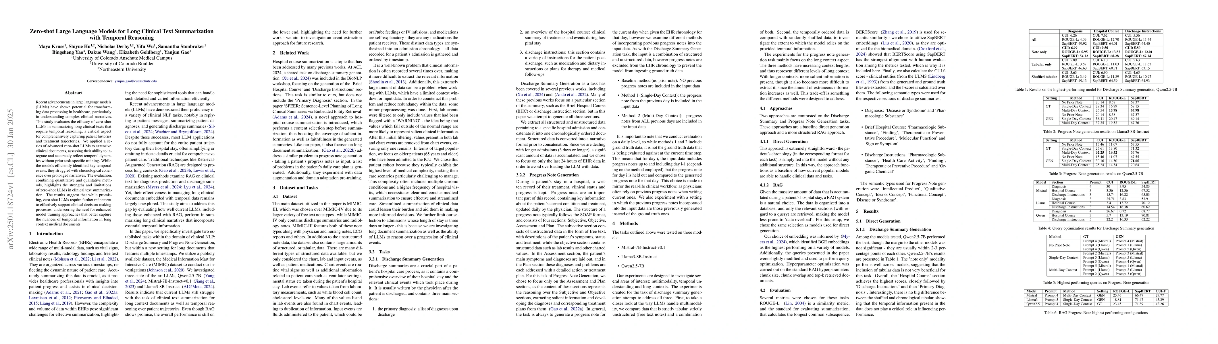 Thumbnail for Zero-shot Large Language Models for Long Clinical Text Summarization
  with Temporal Reasoning