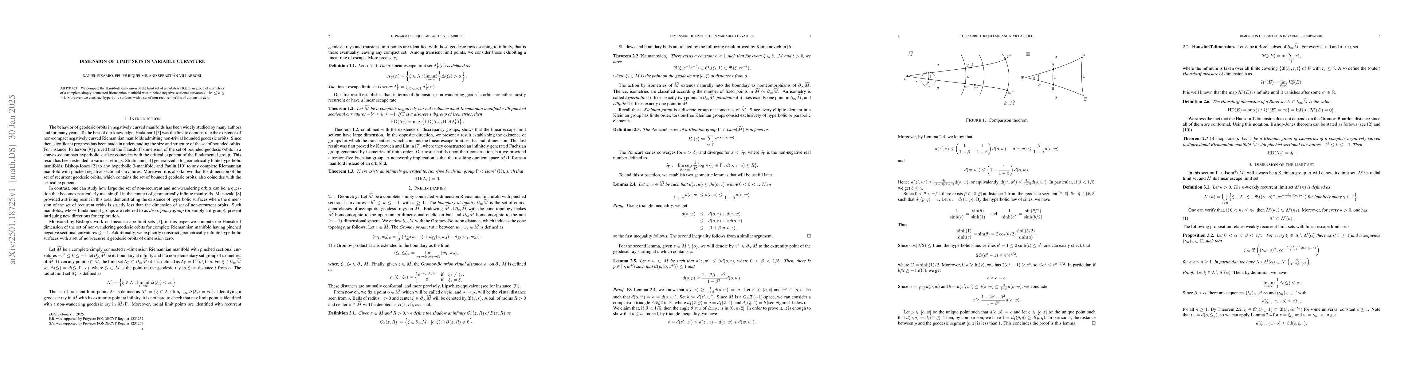 Thumbnail for Dimension of limit sets in variable curvature