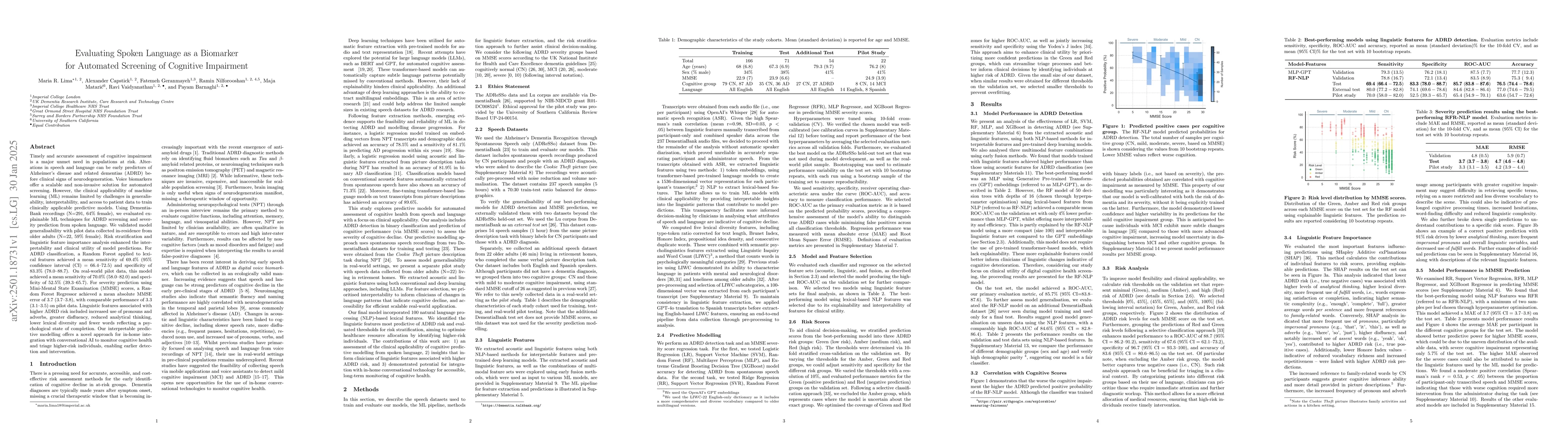 Thumbnail for Evaluating Spoken Language as a Biomarker for Automated Screening of
  Cognitive Impairment