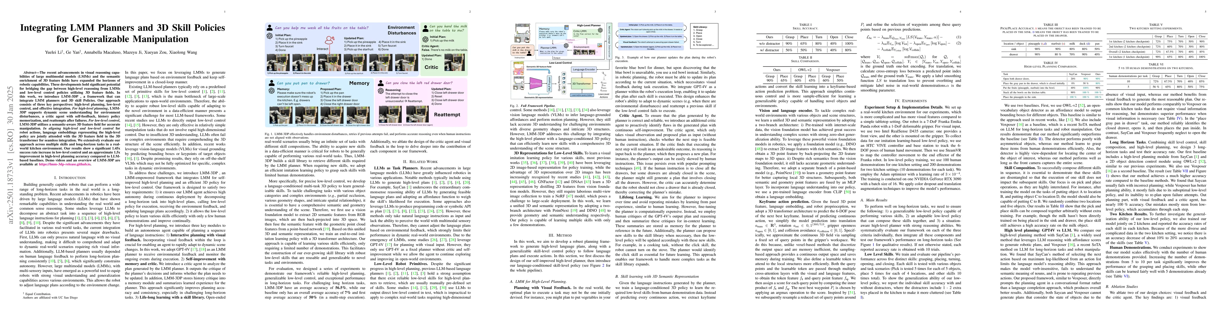 Thumbnail for Integrating LMM Planners and 3D Skill Policies for Generalizable
  Manipulation