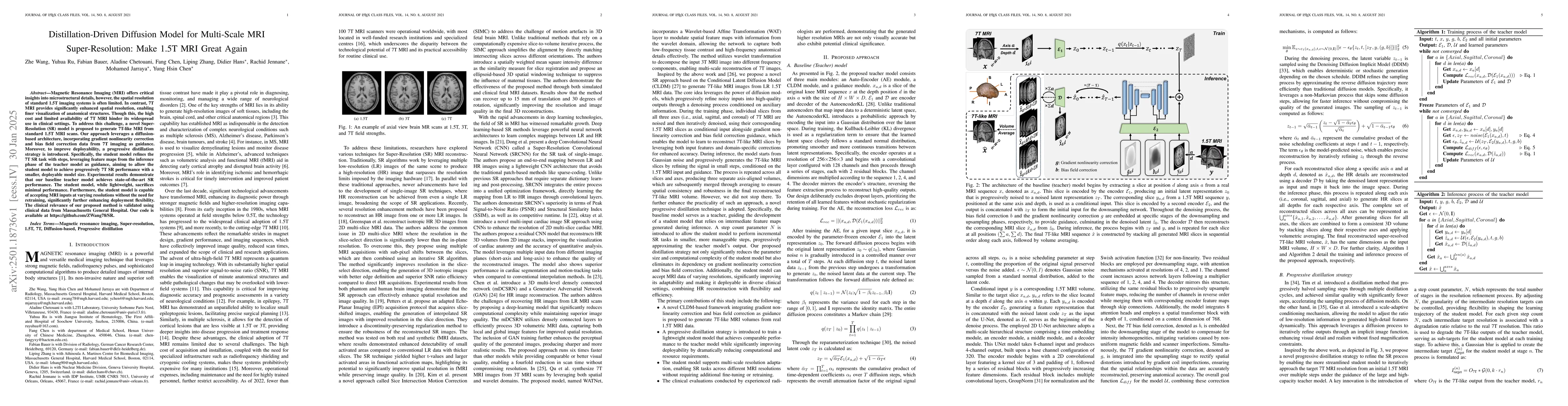 Thumbnail for Distillation-Driven Diffusion Model for Multi-Scale MRI
  Super-Resolution: Make 1.5T MRI Great Again