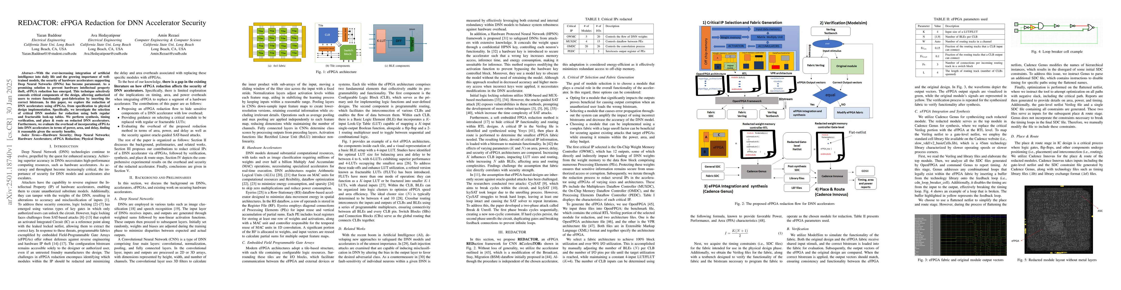 Thumbnail for REDACTOR: eFPGA Redaction for DNN Accelerator Security