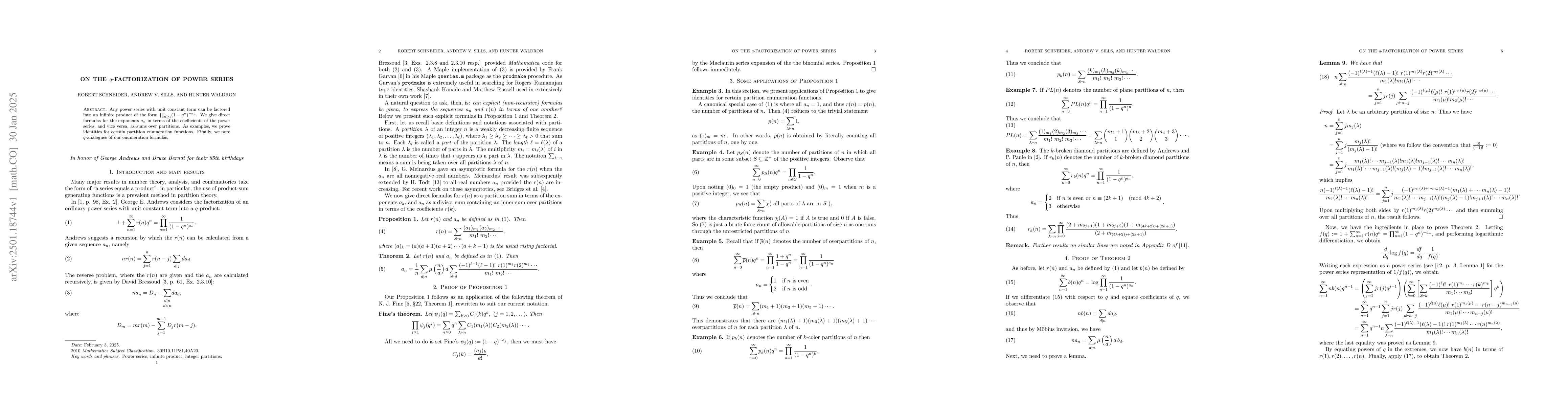 Thumbnail for On the $q$-factorization of power series