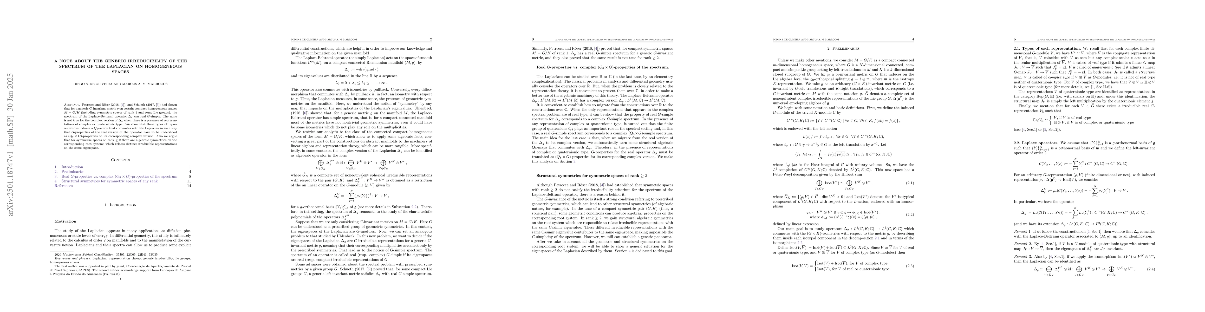Thumbnail for A note about the generic irreducibility of the spectrum of the Laplacian
  on homogeneous spaces