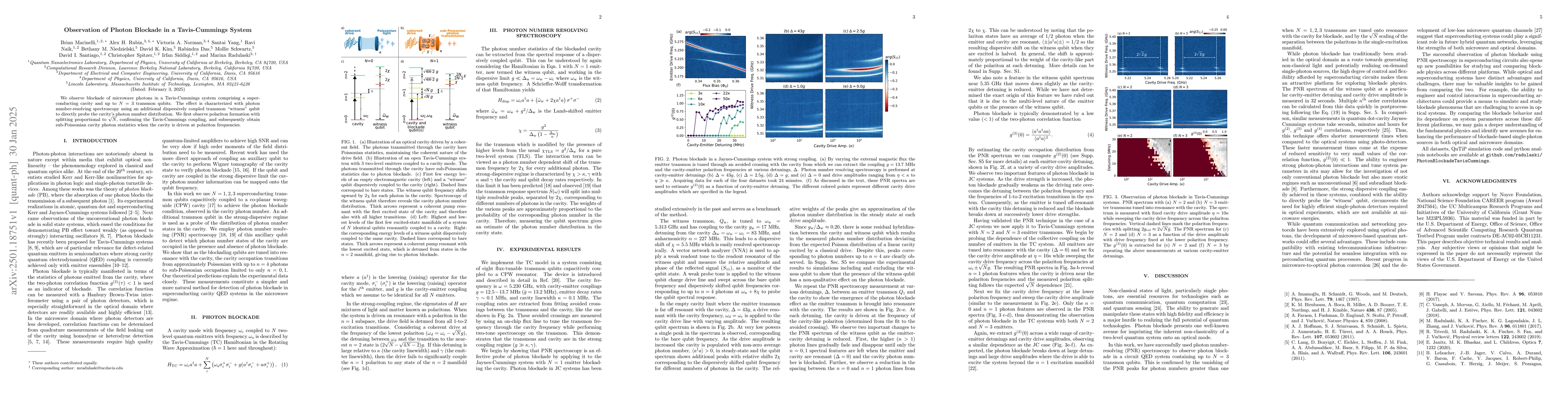 Thumbnail for Observation of Photon Blockade in a Tavis-Cummings System