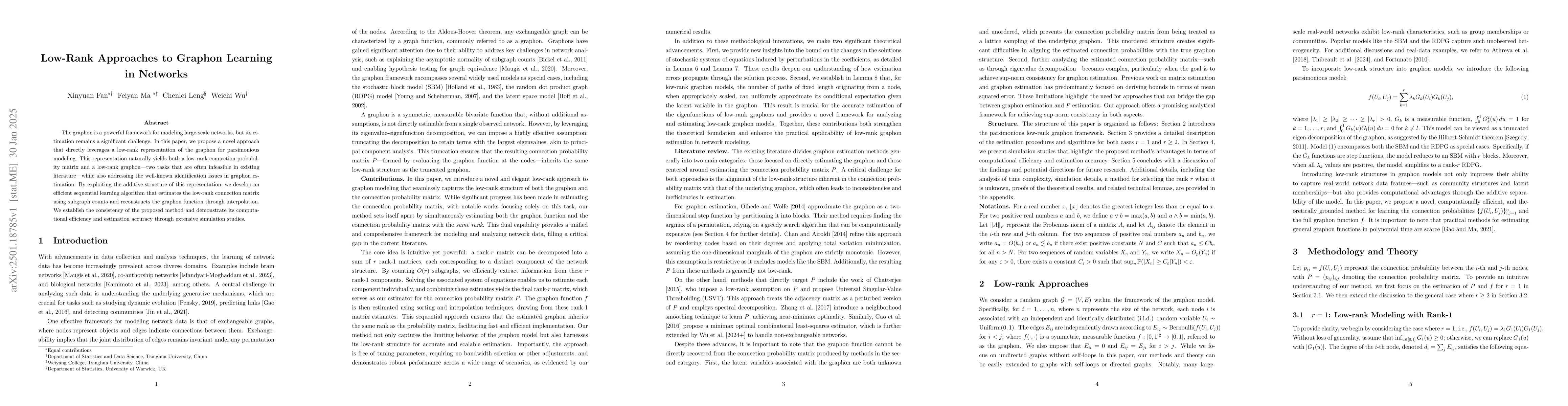 Thumbnail for Low-Rank Approaches to Graphon Learning in Networks