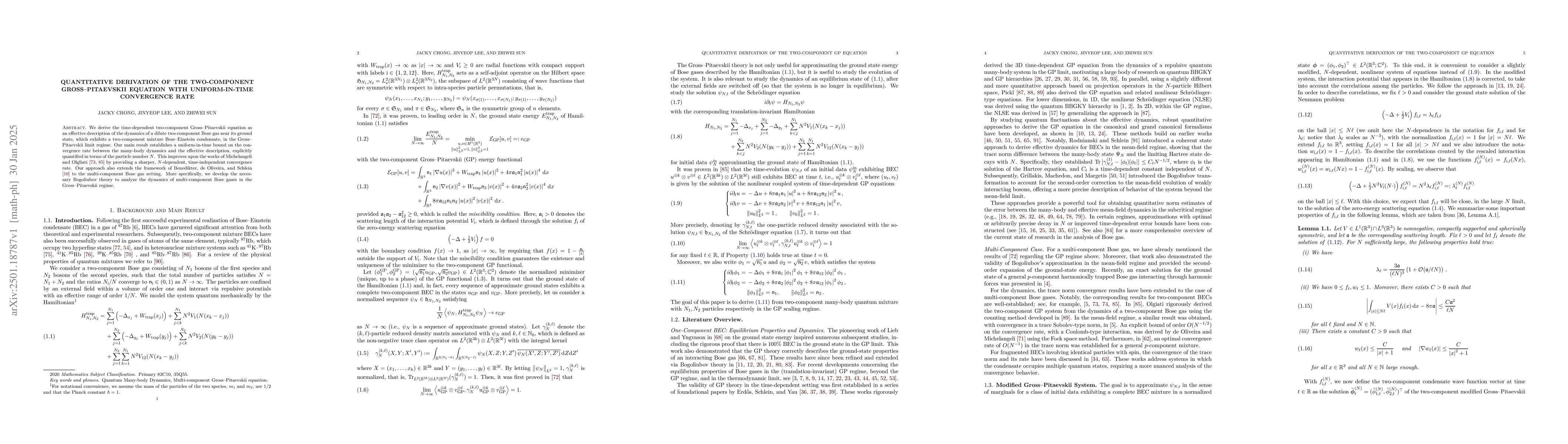 Thumbnail for Quantitative Derivation of the Two-Component Gross-Pitaevskii Equation
  with Uniform-in-Time Convergence Rate